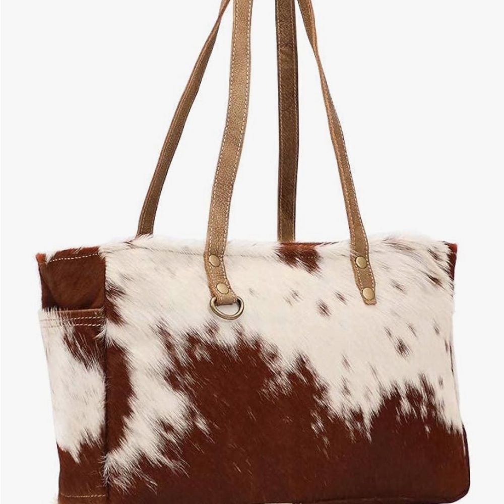 Myra fawn light brown and white tote bag